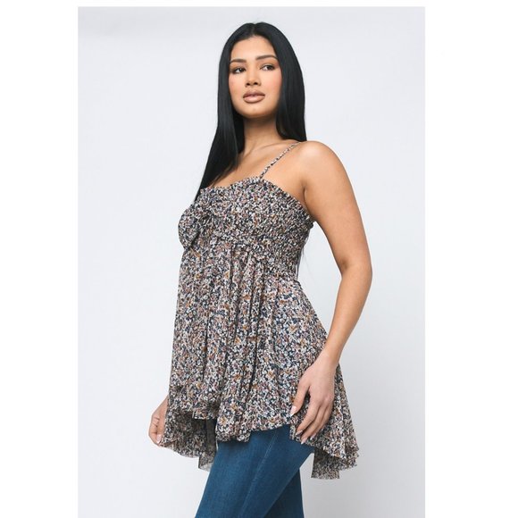 NWT Reset by Jane 'Viviana' smocked bust layered chiffon Tunic Top S,M,L - Picture 3 of 6